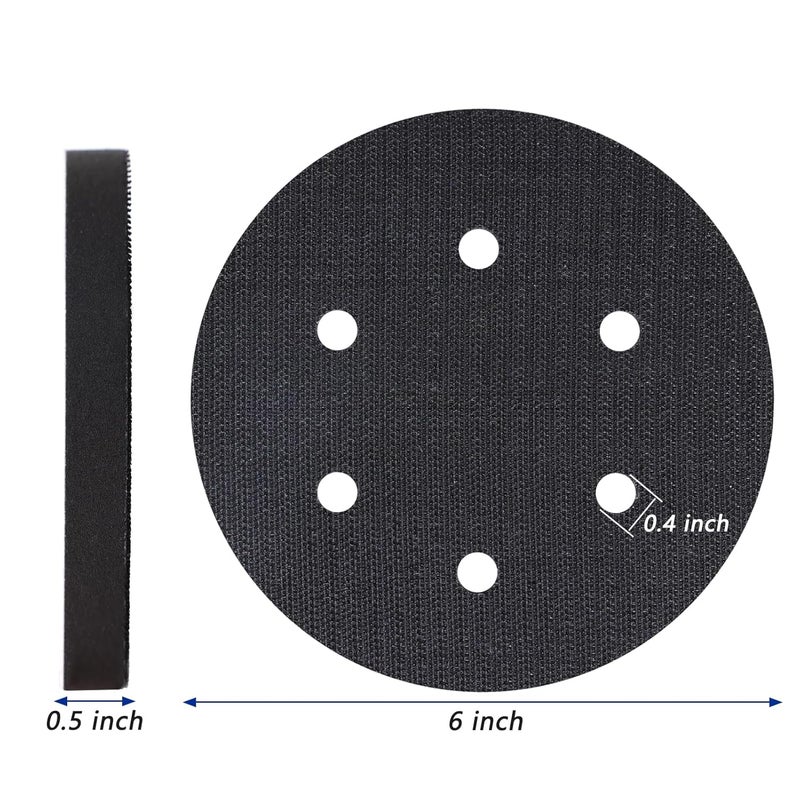 SIJDIEE 5 Pack Interface Pads, 6 Inch 6 Holes Hook and Loop Soft Density Sponge Cushion Buffer Backing Pad, Foam Sanding Interface Pads for Orbital Sander Automotive Woodworking Polishing - Image 3